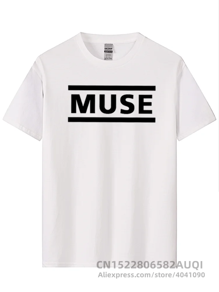 Men's High Quality 100% Cotton Letter Printed T-shirt Muse Rock Band Short-sleeved T-shirt O-neck Hip Hop Male Tops