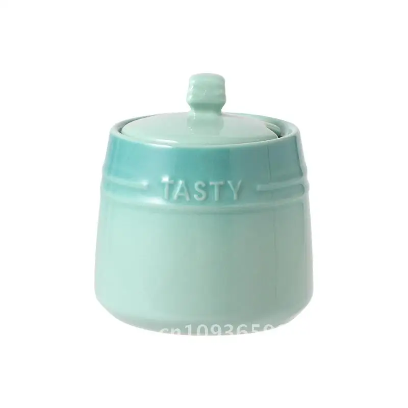 

Nordic Style Colorful Ceramic Seasoning Jar Gradient Design Kitchen Salt And MSG Container Solid Seasoning Storage Box