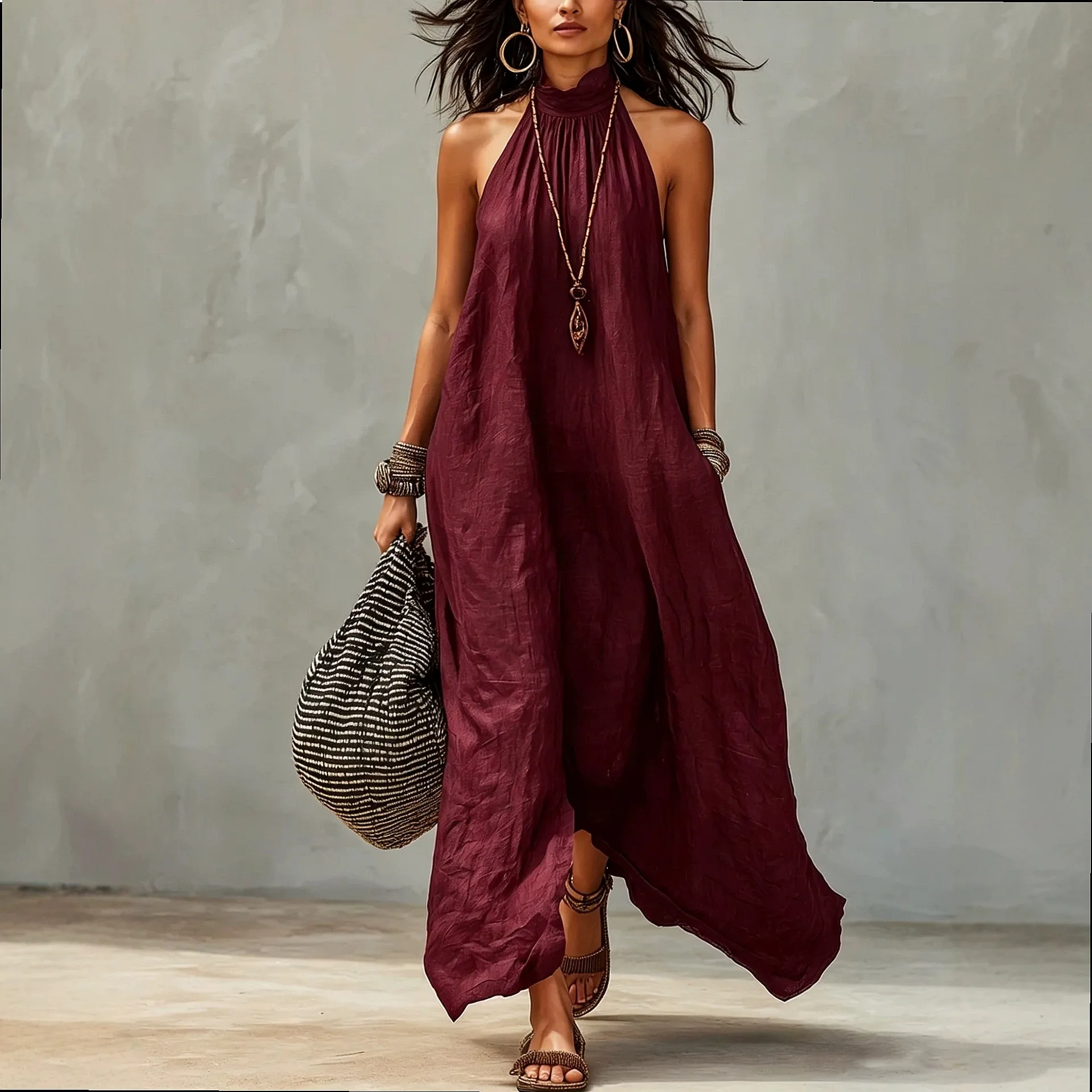 Halter Neck Long Dress Women B - Maxi Dress Boho recension och pris