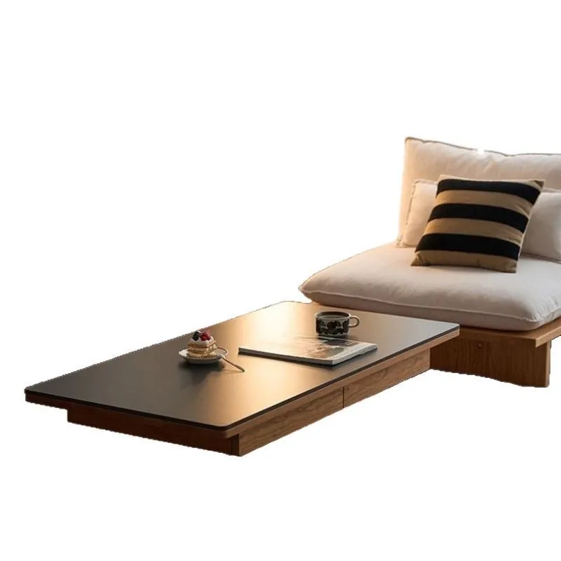 

Simple modern acrylic solid wood coffee table living room household small apartment rock slab tea table