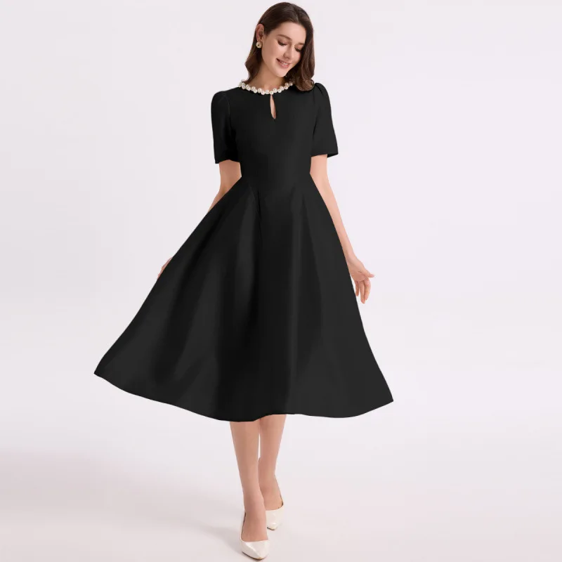 French Elegance Black Dress Summer Evening Gown A-line Midi Dresses Women Formal Party Jumpsuit Playsuit Matching Set