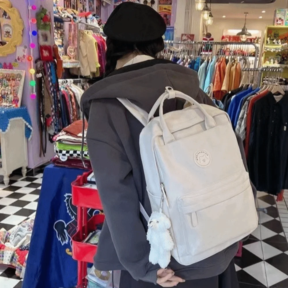 Solid Large Capacity Student Backpack Zipper Multi-Pocket Academy Girl's School Bag Spacious Multiple Colors