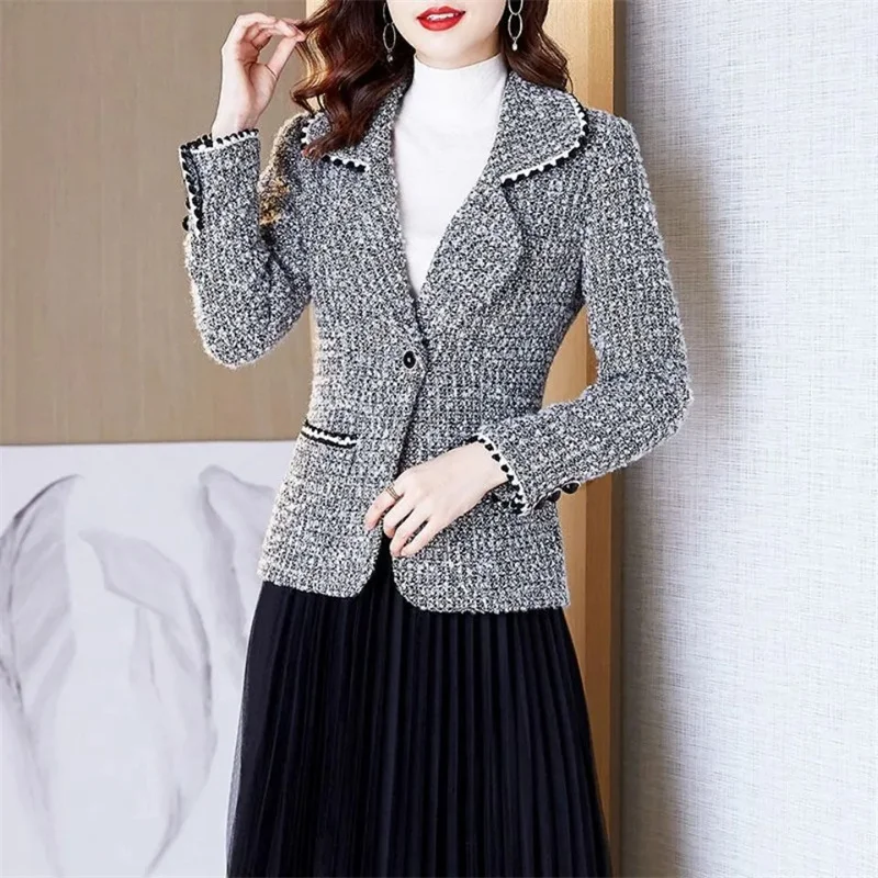 Woolen Coat Women\'s 2023 Early Spring Latest Western Style All-Match Short Women\'s Wool Suit Jacket Short Coat Female Blazer 888