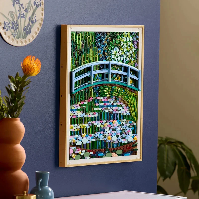 3179 Piezas Monet Lirios de Agua Puente Japonés Bloques de Construcción Pintura Artística MOC 3D Estéreo Marco Adorno Adulto Alta Dificultad Ensamblaje