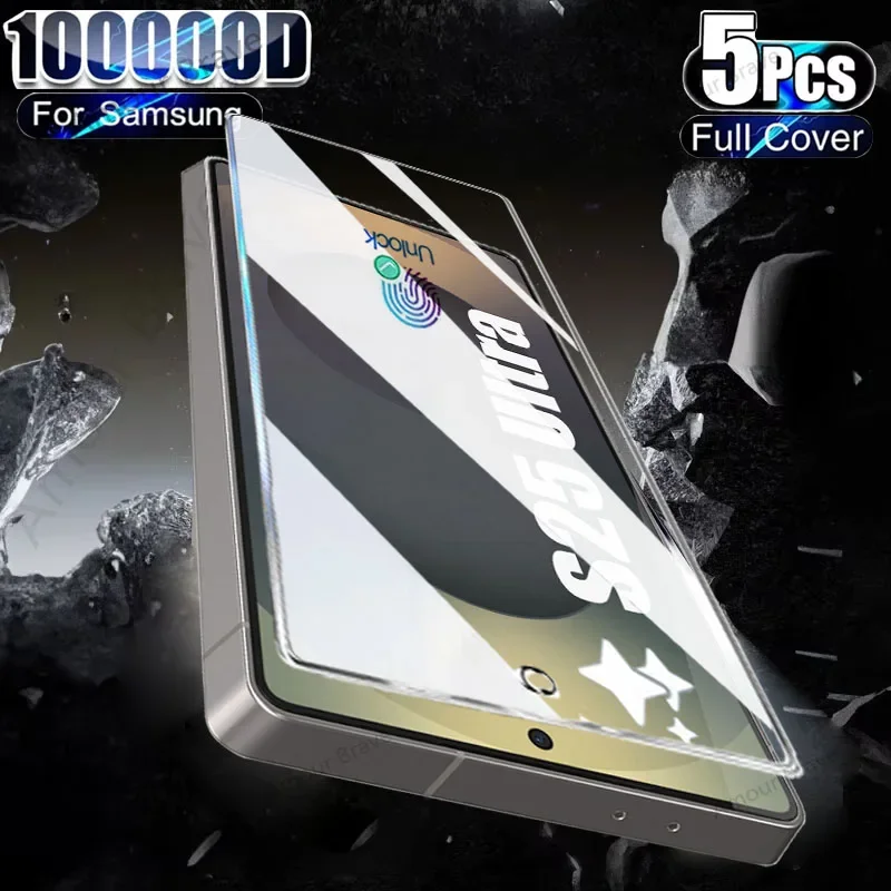 

5 PCS Fingerprint Unlock Screen Protector For Samsung Galaxy S25 Ultra S23 S22 S21 S24 Tempered Glass For Samsung S25 Edge Glass