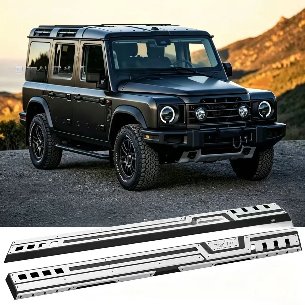 For INEOS Grenadier 24-26 Competition Fixed Side Steps Heavy Duty Steel Rock Slider Off-Road Anti-Collision Replacement Parts