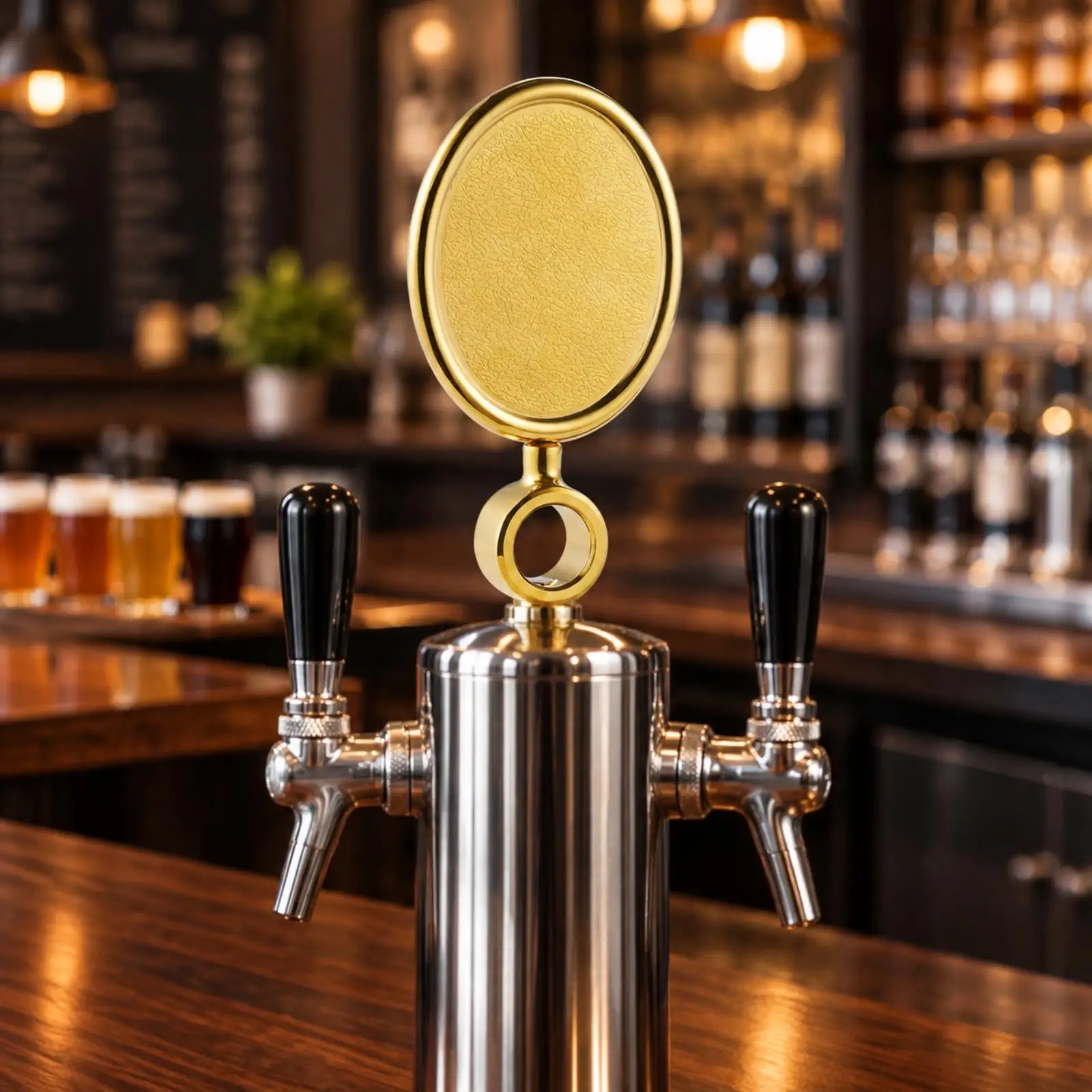 Polished Silver Oval Beer Label Plate for Beverage Dispensing Equipment Brewery Bar Tap Column
