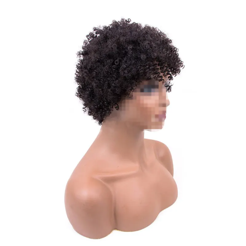 Perruque Bob Brésilienne Naturelle Remy, Cheveux Courts Bouclés, Sans Colle, Entièrement Faite à la Machine, pour Femme Africaine, 1 Pièce