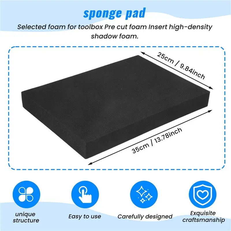 A34R 2PCS Pick Apart Foam For Toolbox Pre-Cutting Foam Insert High Density Shadow Foams 350X250x40mm - view 3