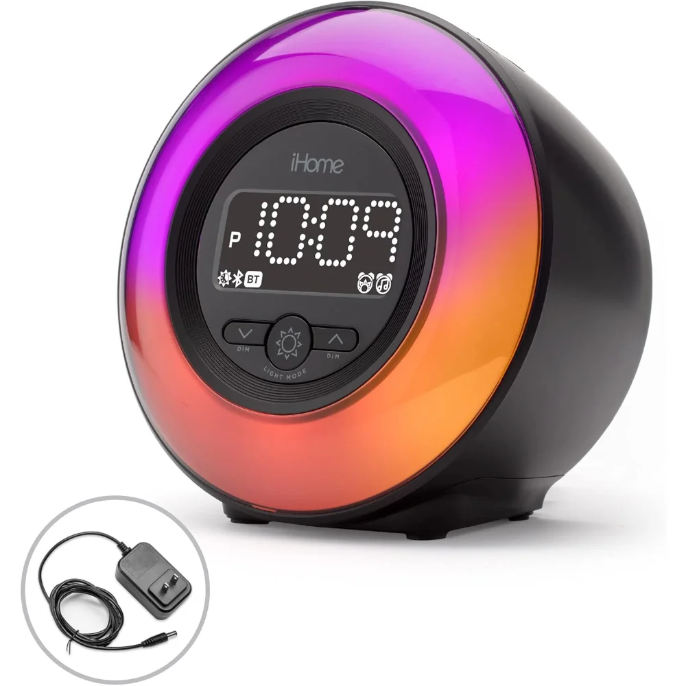 

Alarm Clock - Bluetooth Color Changing FM Clock Radio with USB Charging Port, Dimmable Display Wall Clocks