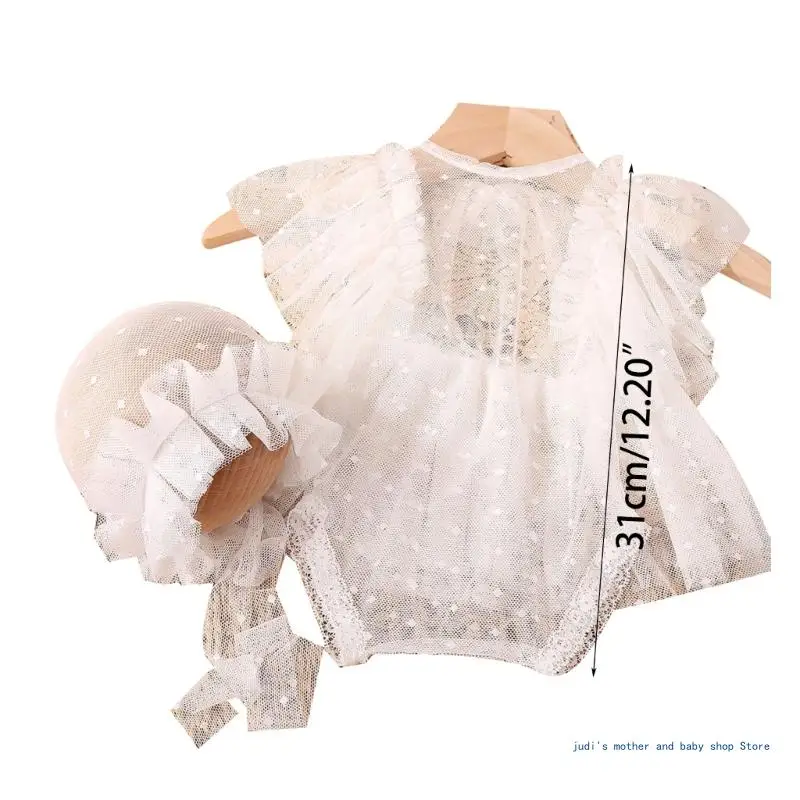 Infant Photography Props Beanie Hat Lace Jumpsuits Photoshoot Costume Photo Suit