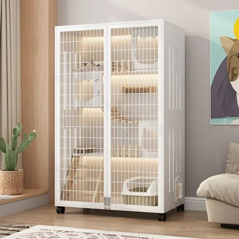 Cat villa solid wood cage free space home indoor panoramic solid wood cat house