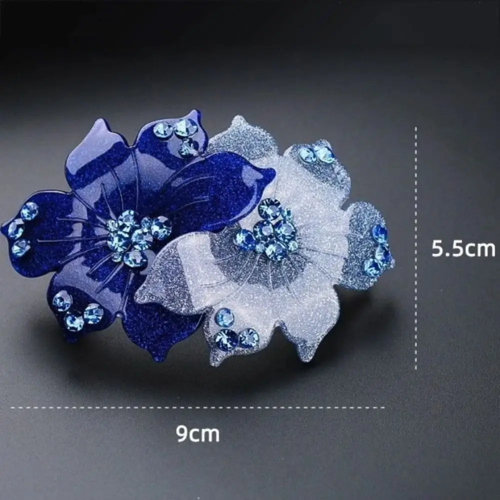 Elegant Violet Flower Crystal Spring Hairpin Acrylic Rhinestone Hair Clip Hair Accessories Hair Clamp Women Headwear