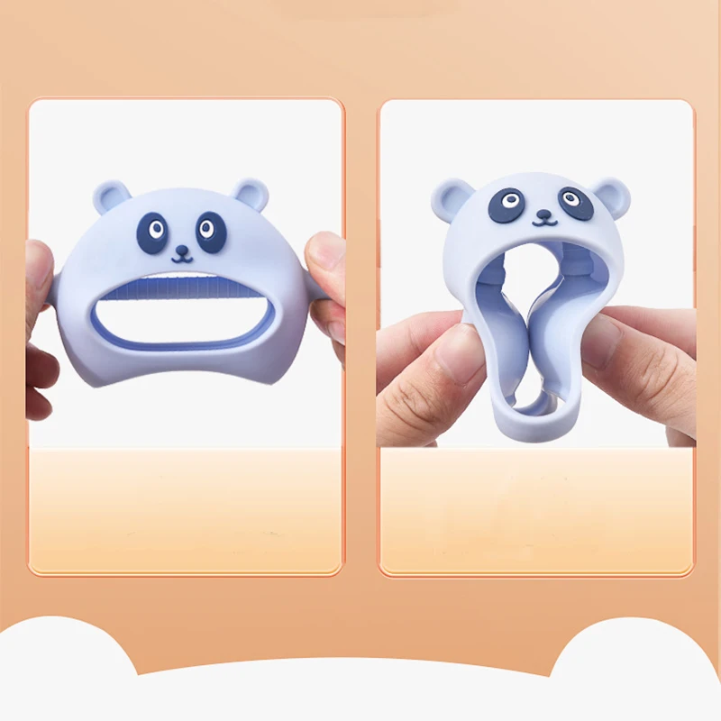 Baby Gloves Teether Silicone Cartoon Anti-eating Hand Molar Stick Massage Gums Bear Kids Anti-biting Toy Infants Chewing Tool