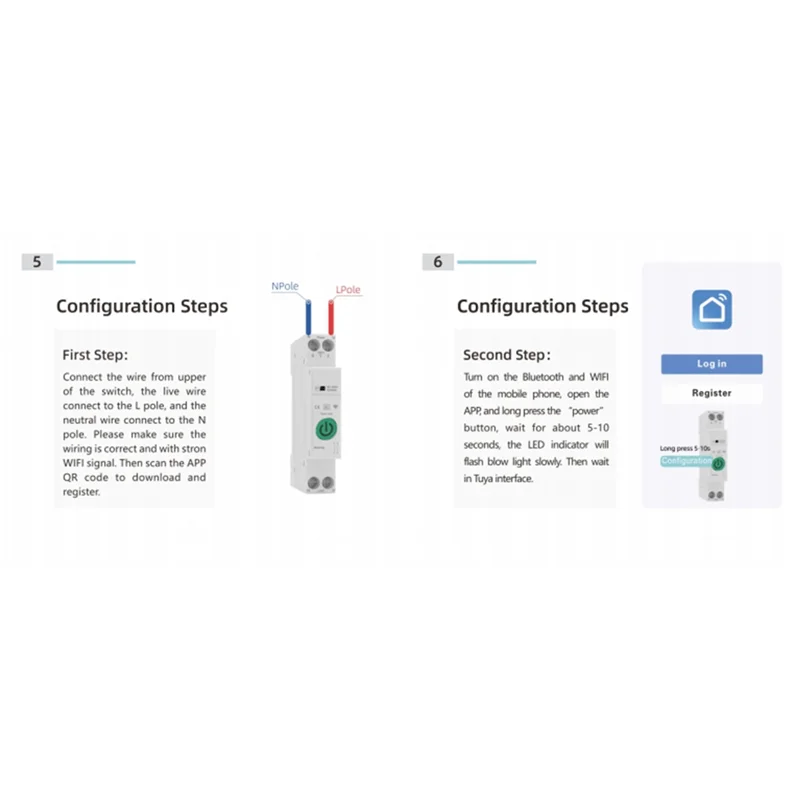ABMF-Tuya Wifi Smart Relay Switch Over Under Voltage Protector Circuit Breaker Din Rail For Google For Alexa Home