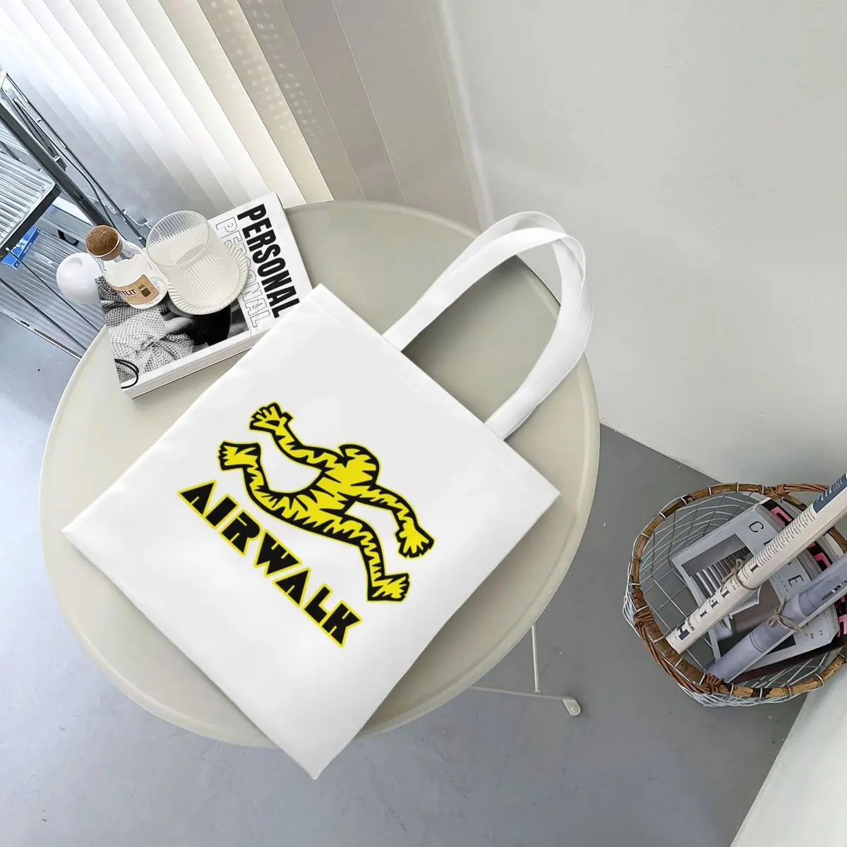 الوشم المدرسة القديمة نمط Airwalk أكياس التسوق المرأة قماش حمل حقيبة قابلة لإعادة الاستخدام السيدات حقيبة كتف حقيبة يد للسفر