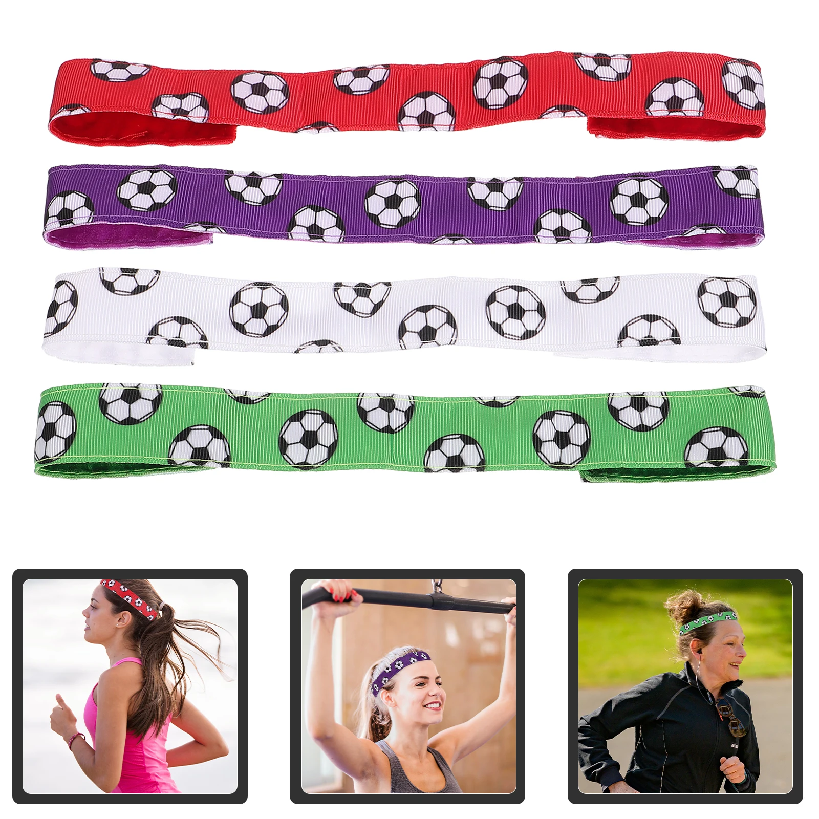 4 قطع من عصابات الرأس الرياضية المرنة بلون الحلوى الممتصة للعرق لليوجا للنساء لتمارين كرة القدم والكرة الطائرة