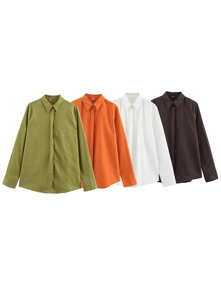 

2025 New Women's Clothing European and American Style Casual Linen Linen Loose Lapel Long Sleeve Shirt Tops