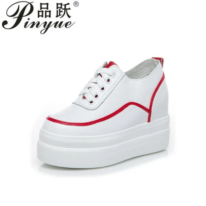 

Женская обувь, массивные кроссовки из натуральной кожи, повседневные белые туфли на танкетке, туфли-лодочки на платформе и каблуке, Mujer Bombas, дышащие, 31–42