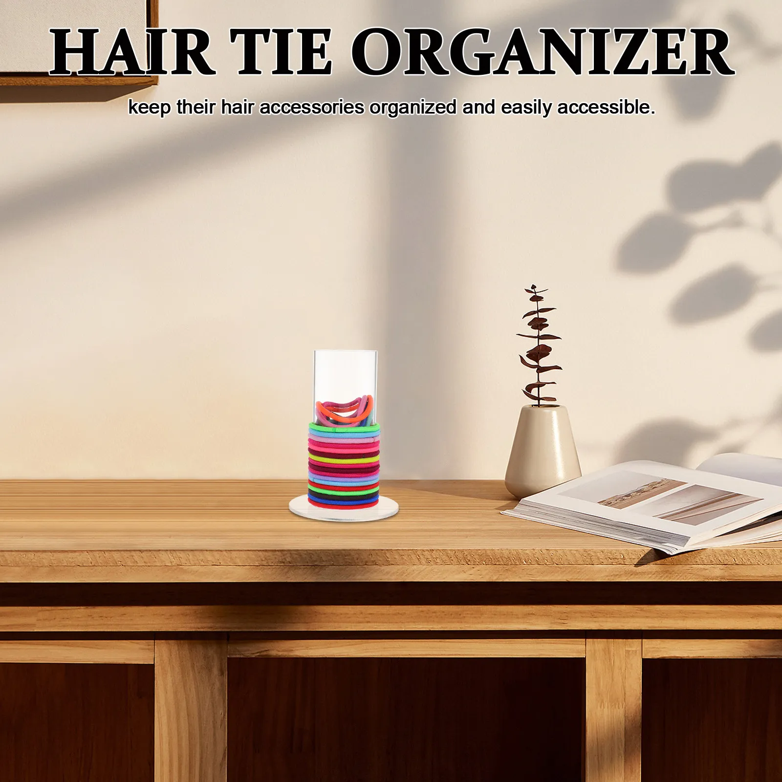 

Hair Tie Organizer Clear Acrylic Scrunchies Holder Vertical Stand for Hair Accessories Storage Display Bangle Bracelet