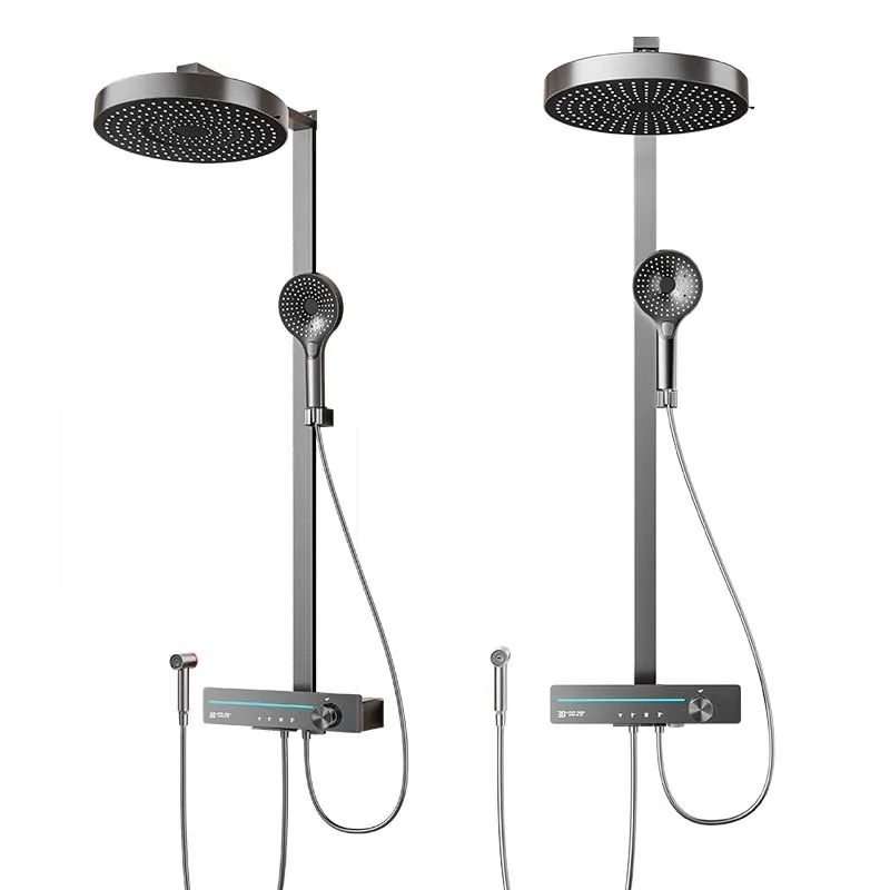 

Gun gray shower shower set household smart thermostatic pressurized bathroom shower nozzle