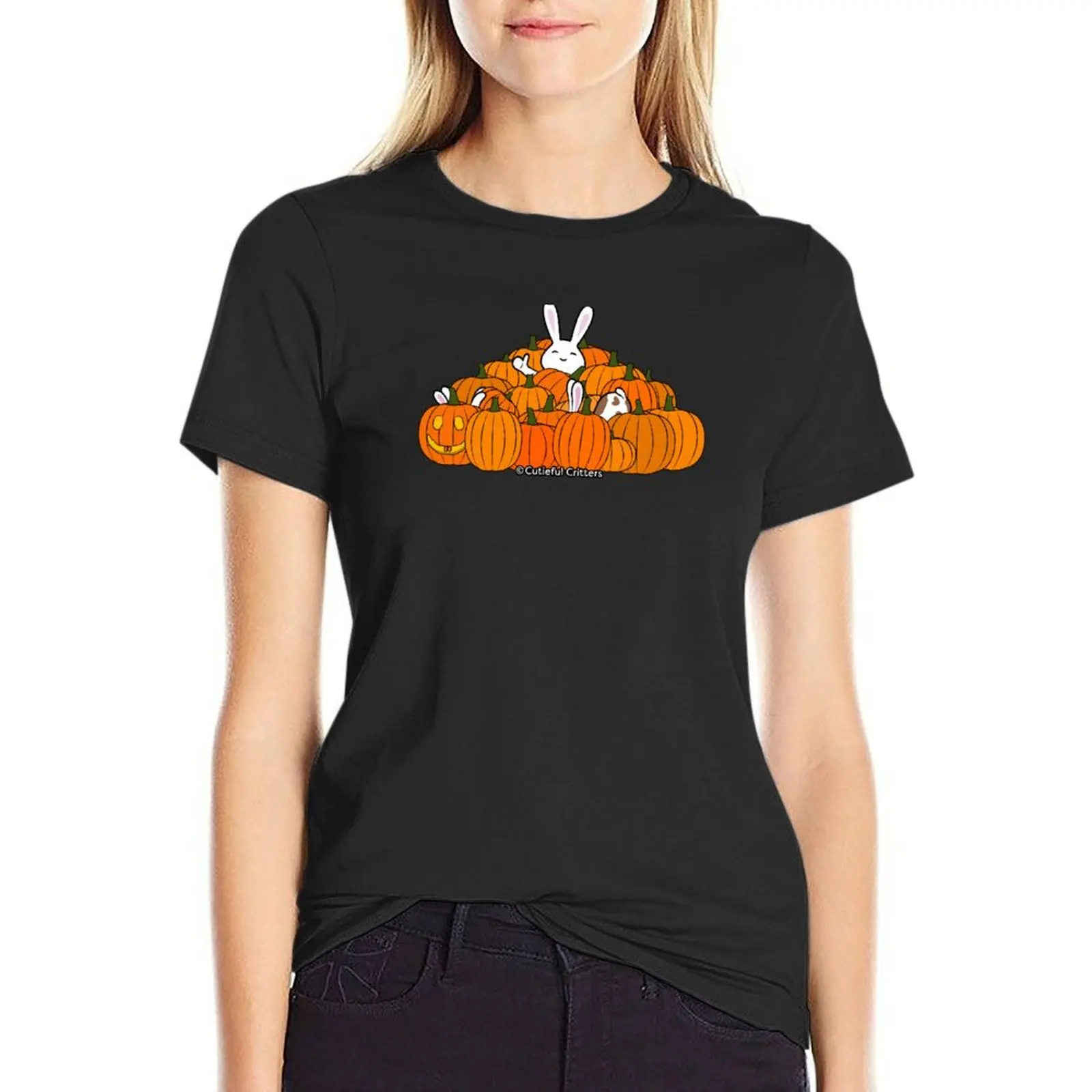 

Hoppy Pumpkin Season T-Shirt customizeds funny aesthetic clothes Female clothing plain t shirts for Women