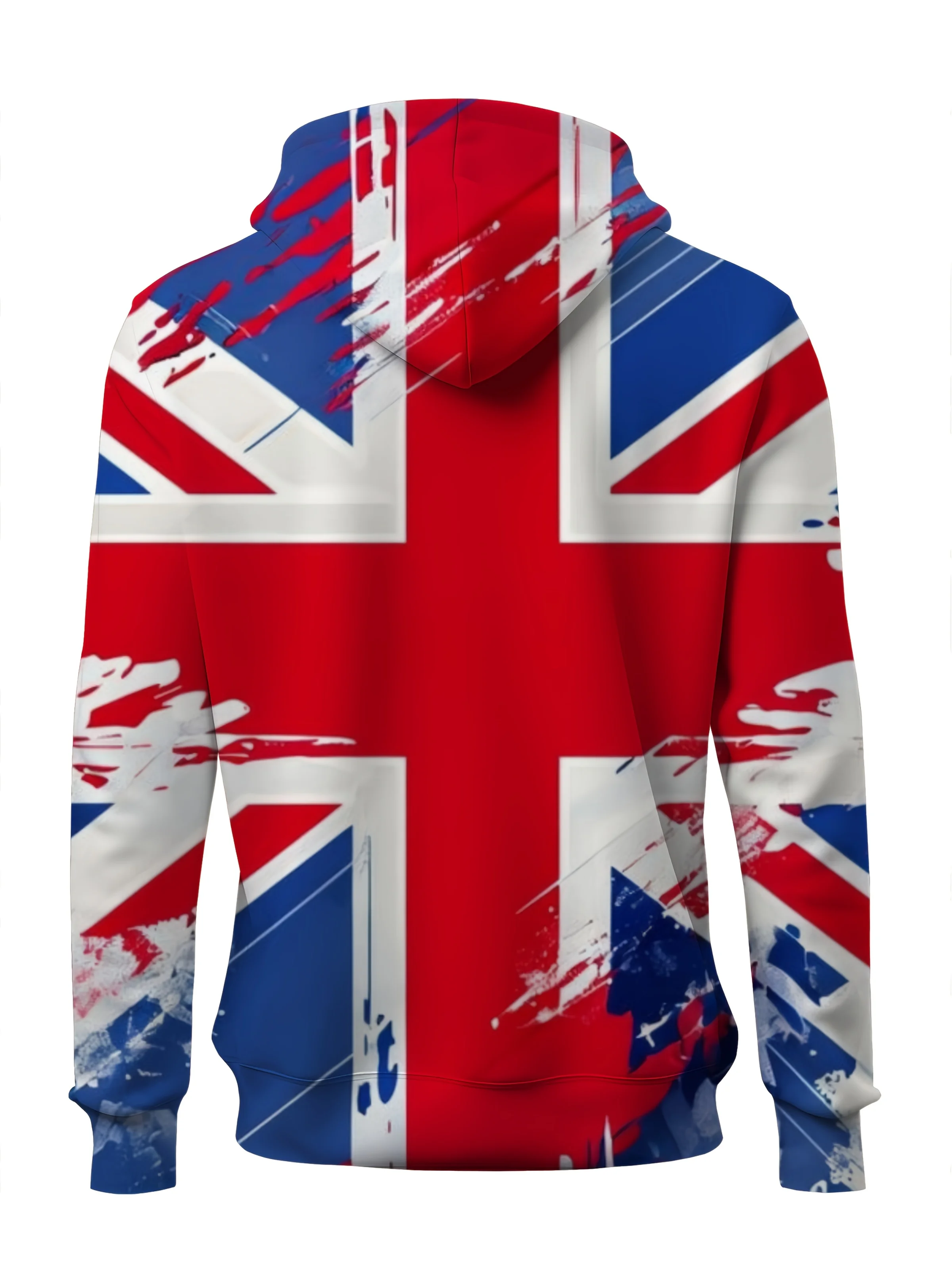 New Men's Hoodie for Spring/Autumn, British Union Jack Print Hooded Sweatshirt, Casual Sporty Style Loose Top