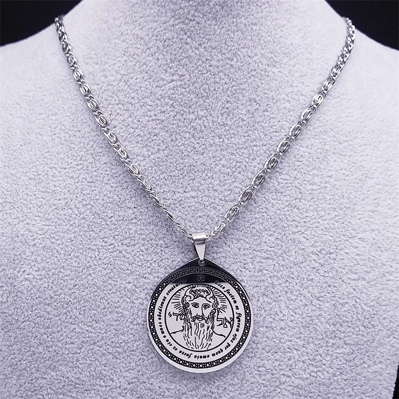 The First Pentacle Of The Sun Necklace Stainless Steel Key Of Solomon Seal Necklaces Talisman Jewelry collar hombre N2518S06