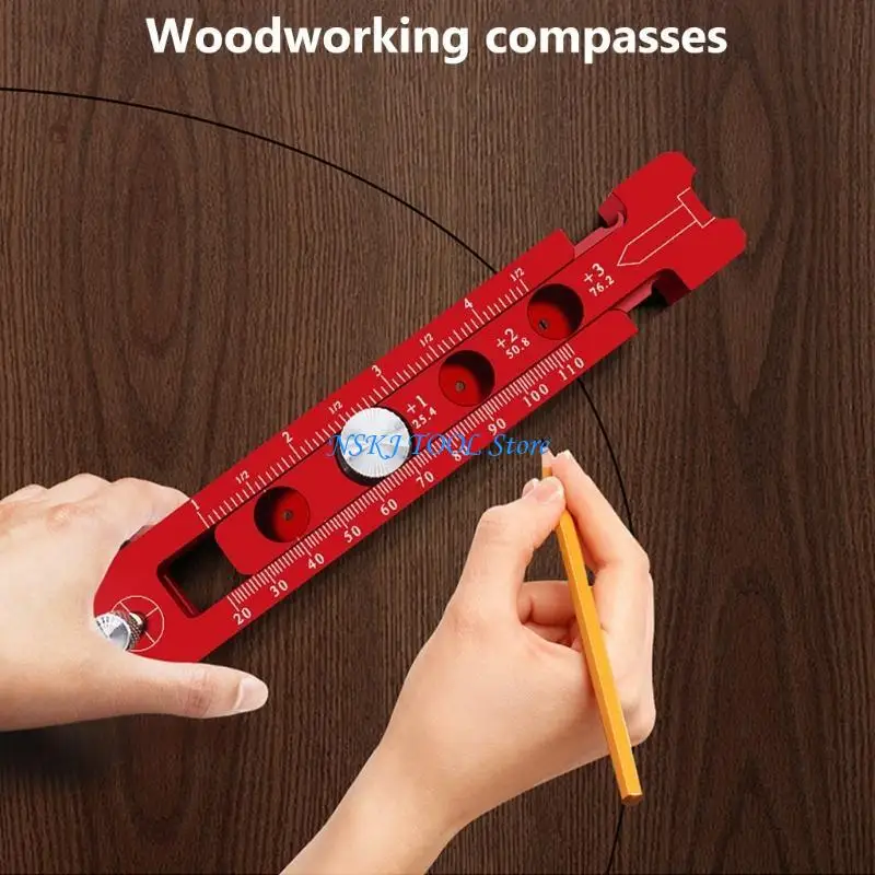

L8RC Scribing Center Finder Ruler Aluminum Alloy Ruler Measuring Tools Red