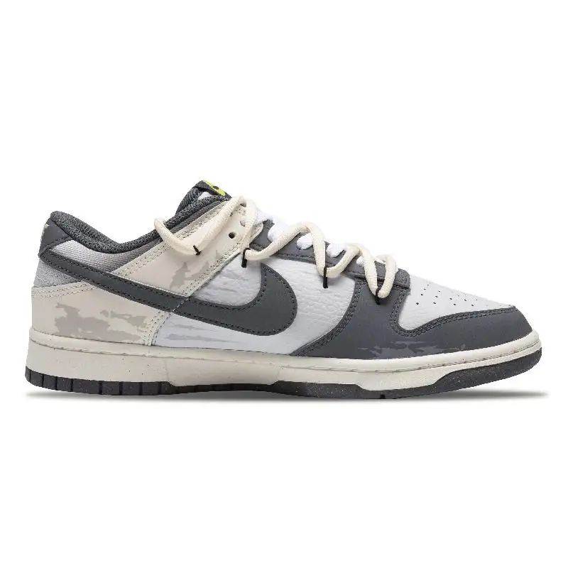 【Customize】Nike Dunk Skateboarding Shoes Men Low-top Beige/Gray Sneakers shoes FZ4621-001