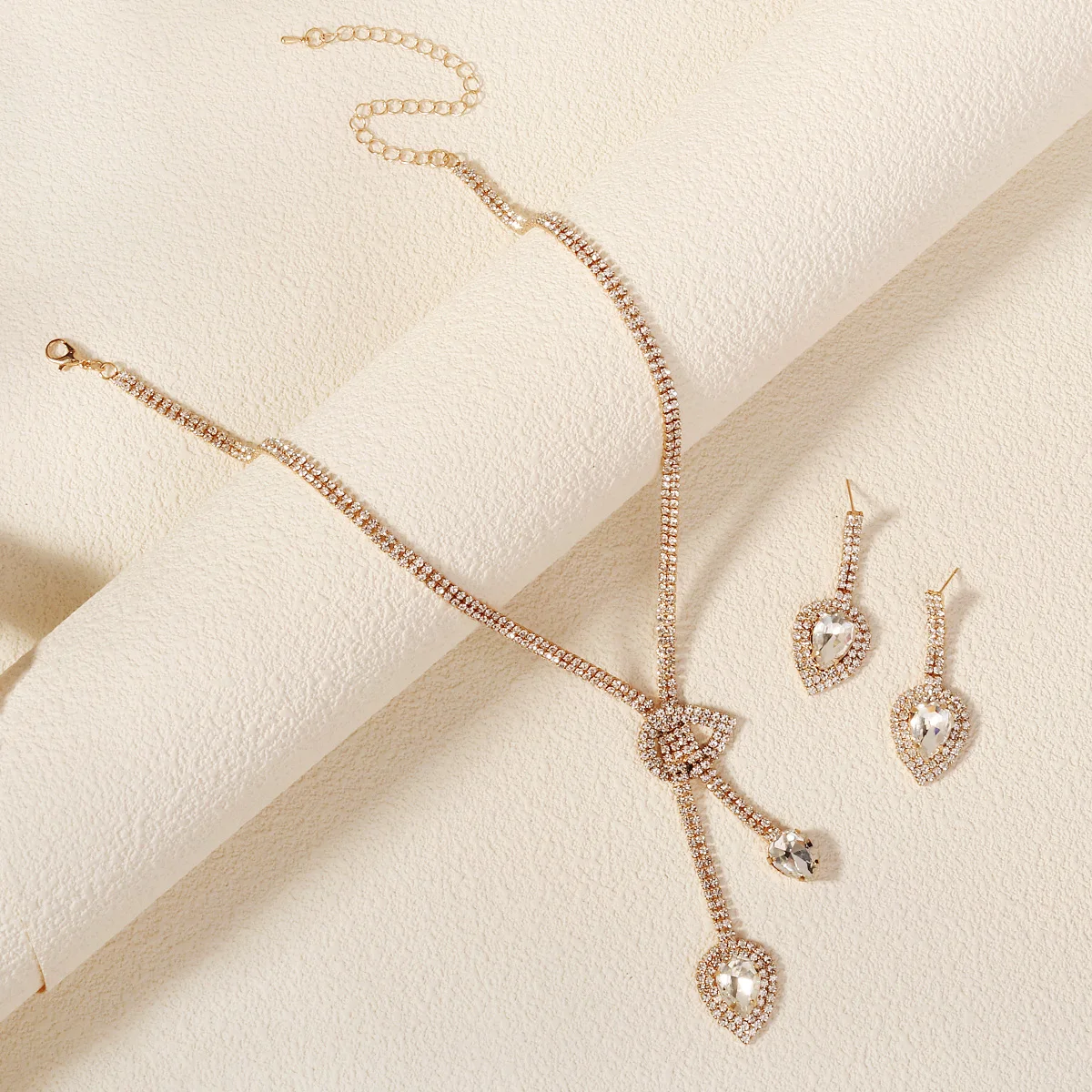 Baroque Large Rhinestone Necklace Earrings Set For Women Luxury Full Diamonds Costume Jewelry Accessories Gifts for friends