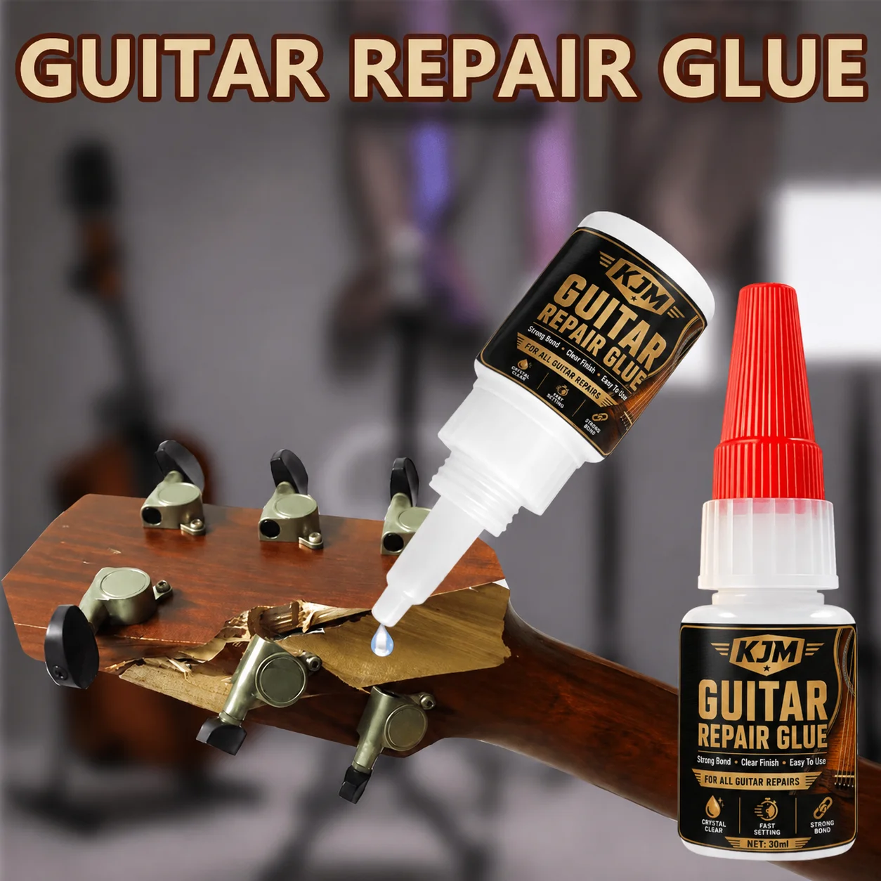 KJM Guitar Repair Glue Fast Dry Wood Adhesive For Acoustic Guitar Furniture Chair Table Edge Floor DIY Wood Repair
