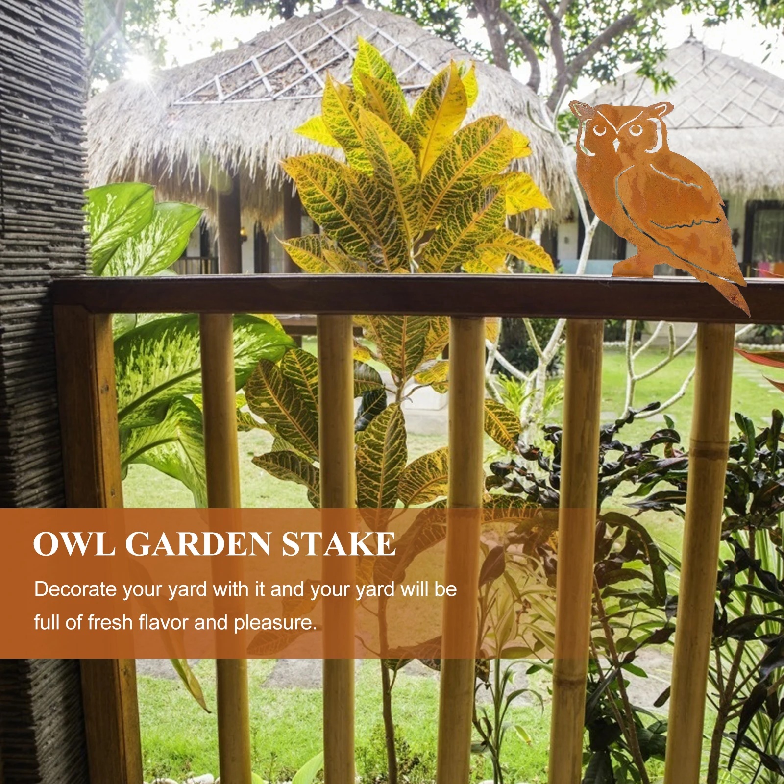 

Lawn Outdoor Owl Decorations Garden Adornment Stake Gardening Metal Insert Rod Vintage