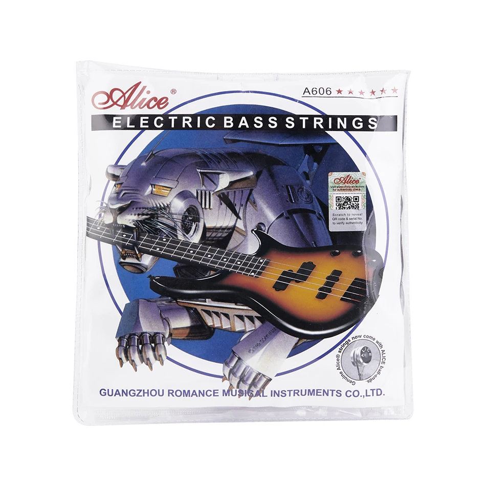 Alice A606 Electric Bass Strings Steel Core Nickel Alloy Winding Use for 4-String Light/Medium 5/6-String Medium