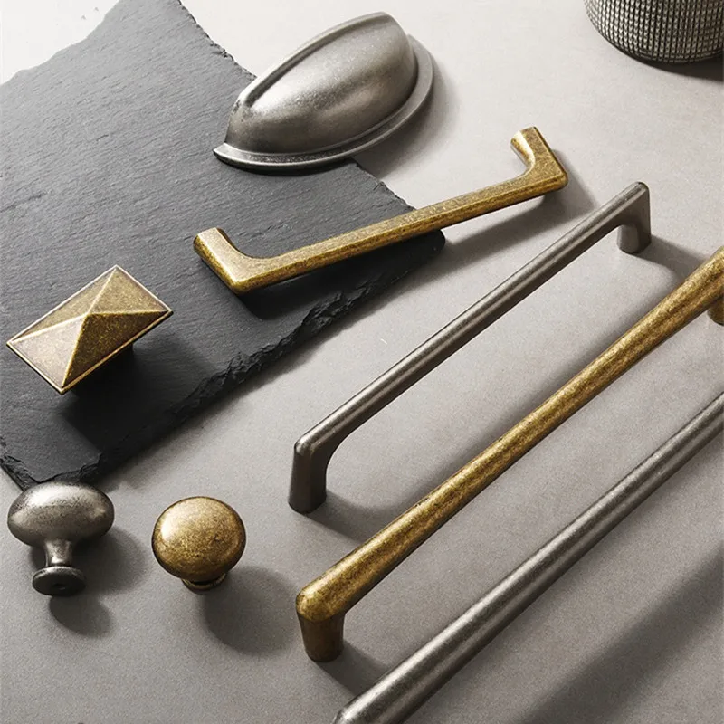 Antique Long Kitchen Cabinet Storage Handles Retro Cabinet Wardrobe Door Pull Drawer Knobs Bronze Closet Handles For Furniture