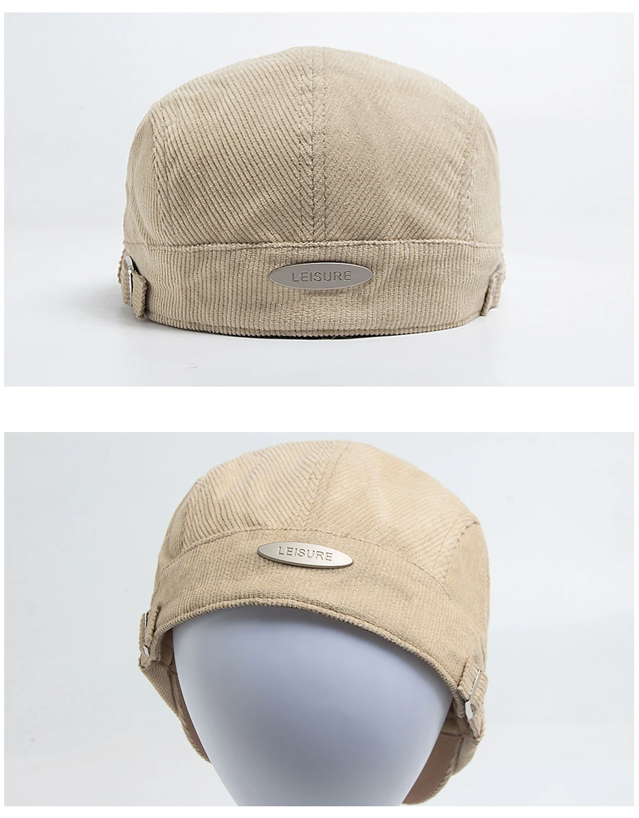 Männer Mode Cord Baskenmütze Frühling Herbst Dicke Warme frauen Flachen Hut Vintage Casual Zeitungsjunge Mütze Unisex Mode Vorne Hinten tragen – Detail 5