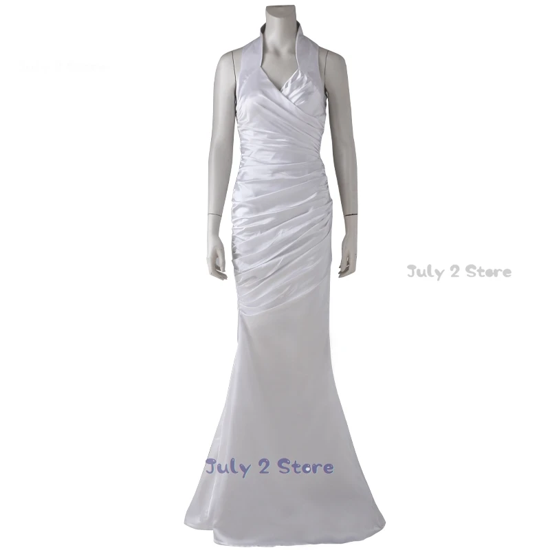 Traje de Cosplay de Final Fantasy XV Luna Lunafreya Nox Fleuret para mujer, uniforme de vestido blanco, conjunto completo de Peluca de Anime, traje de Halloween