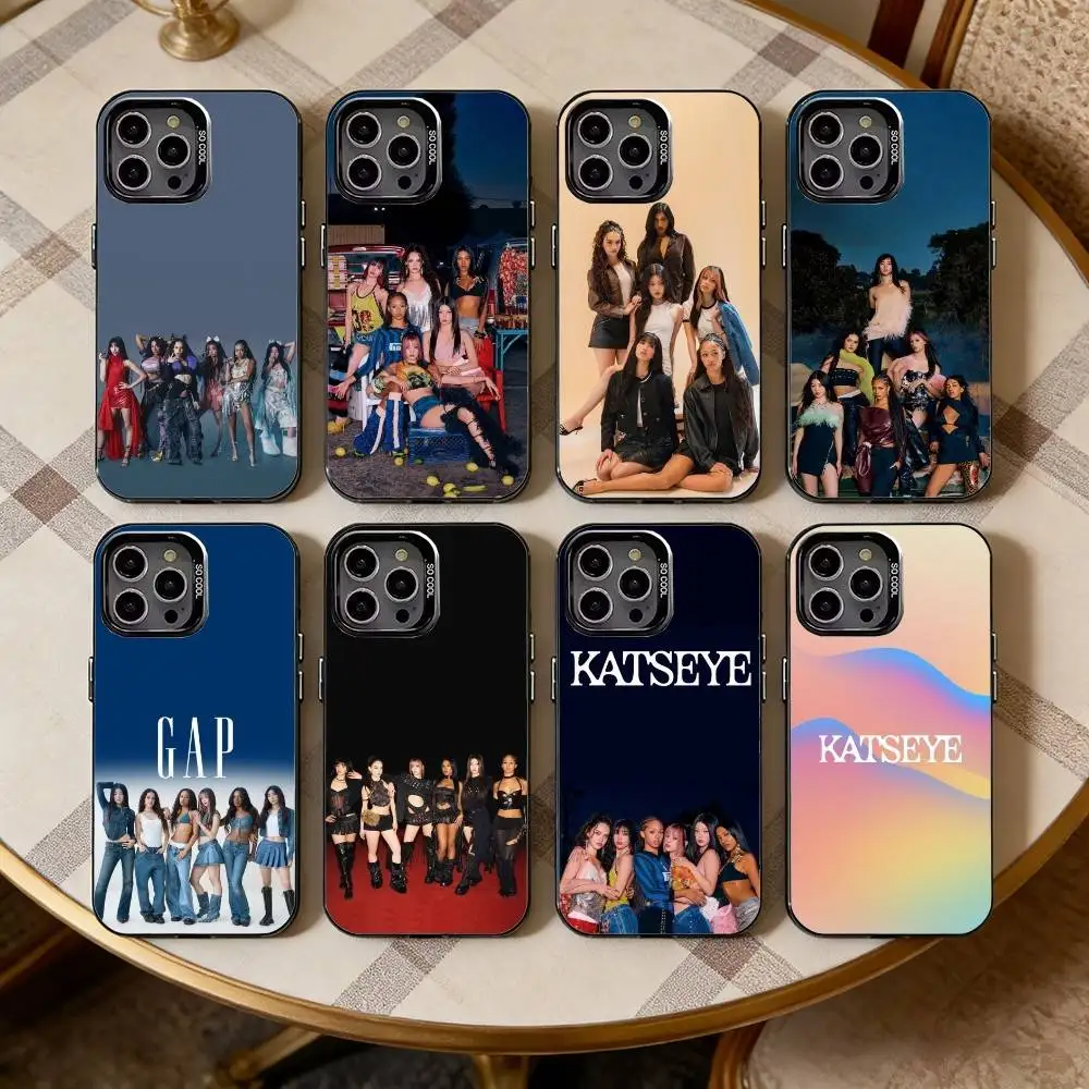 

Music H-Hot Group K-KATSEYE Phone Case For iPhone17,16,15,14,13,12,11 Plus,Pro Max Black Candy silver phone case