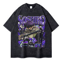 Hoshina Soshiro T Shirts Vintage Washed Kaiju No.8 T-shirt Oversized Streetwear Retro Short Sleeve Kaijuu 8 Gou Tops Tees Men