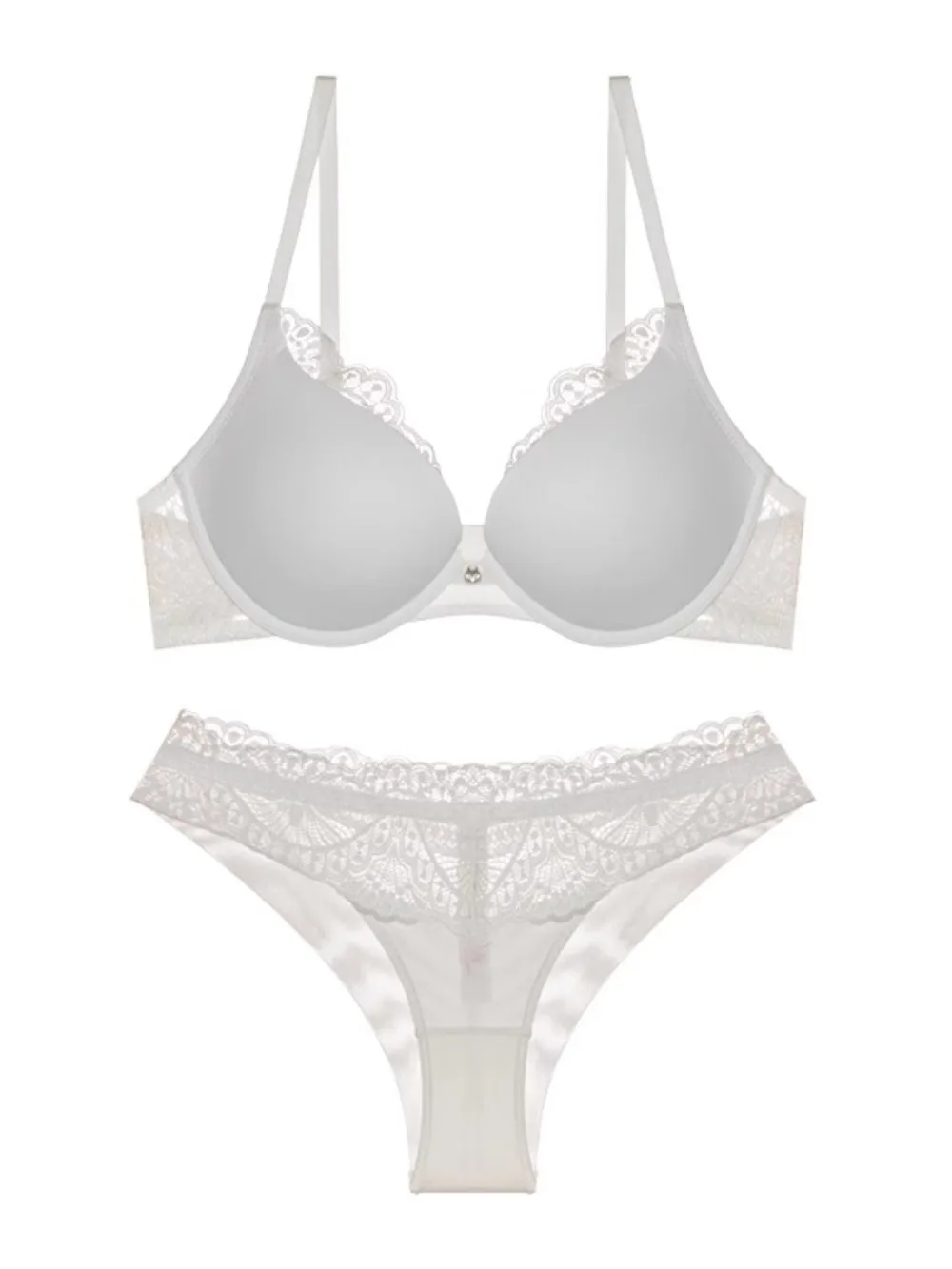 Outono e inverno sexy roupa interior de renda feminino pequeno busto levantamento de volume realce anti-sag bustier conjunto com conforto sem costura