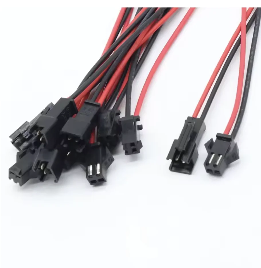 JST SM 2-Pins Plug - Male & Female Wire Connector Cable Pigtail - Ideal for LED Strip Light Tape Lamp - Secure & Easy Connection