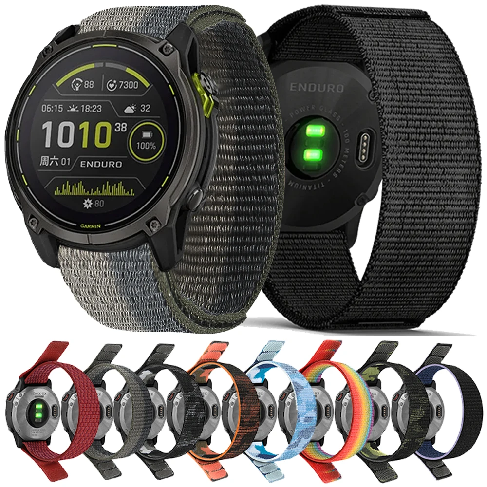 26mm 22mm Hook Loop Nylon Strap for Garmin Enduro 3 Fenix E 8 47mm 51mm 7 7X Pro 6/Epix Pro /Gen 2/TACTIX/Instinct 2X Watch Band