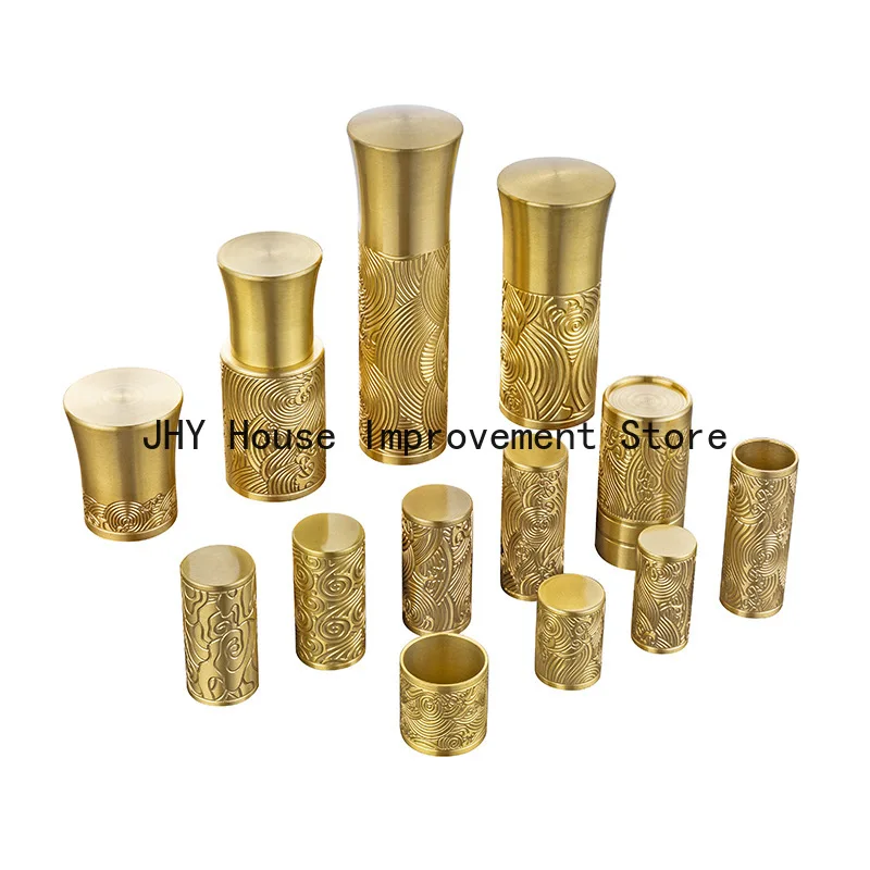 Brass Engraved Armrest Cover New Chinese Brass Furniture Feet Engraved Bed Column Cover Retro Cover Chair Leg Protector