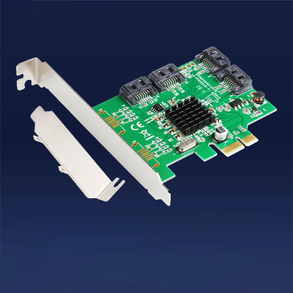 PCIe 4 Ports 6G SATA 3.0 Controller Card Marvell 88SE9215 Non Raid PCIe 2.0 X1 Expansion Card with Low Profile Bracket