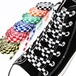 Checkered Grid Shoelaces for Shoes Flat Black and White Plaid Shoelace Sneakers Shoe Laces Women Man Shoe Lace Shoestring 1 Pair