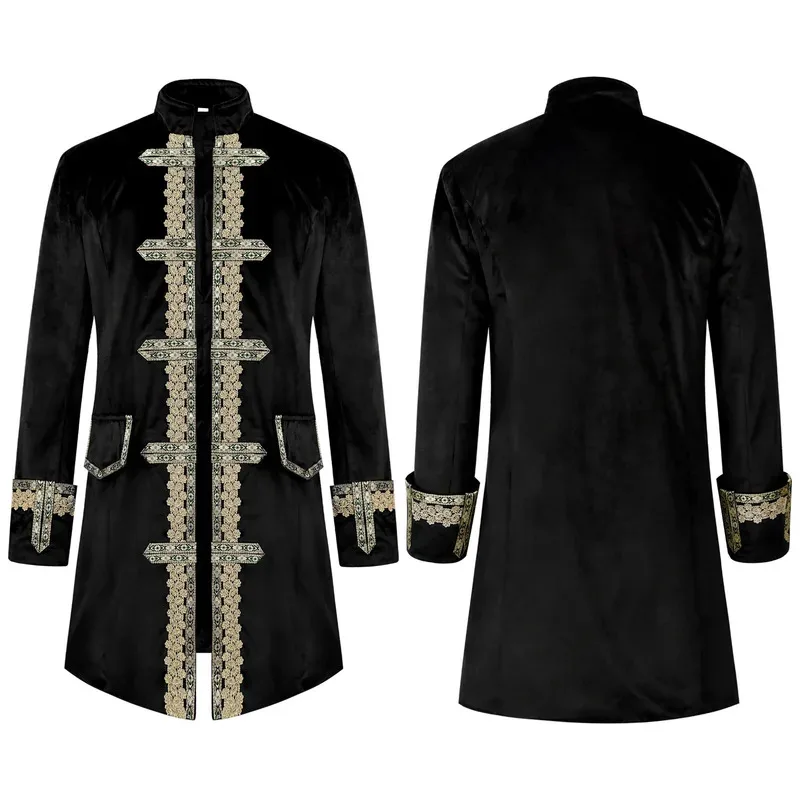 veste-de-couleur-unie-pour-hommes-mode-steampunk-retro-col-haut-uniforme-de-scene-vetements-de-performance