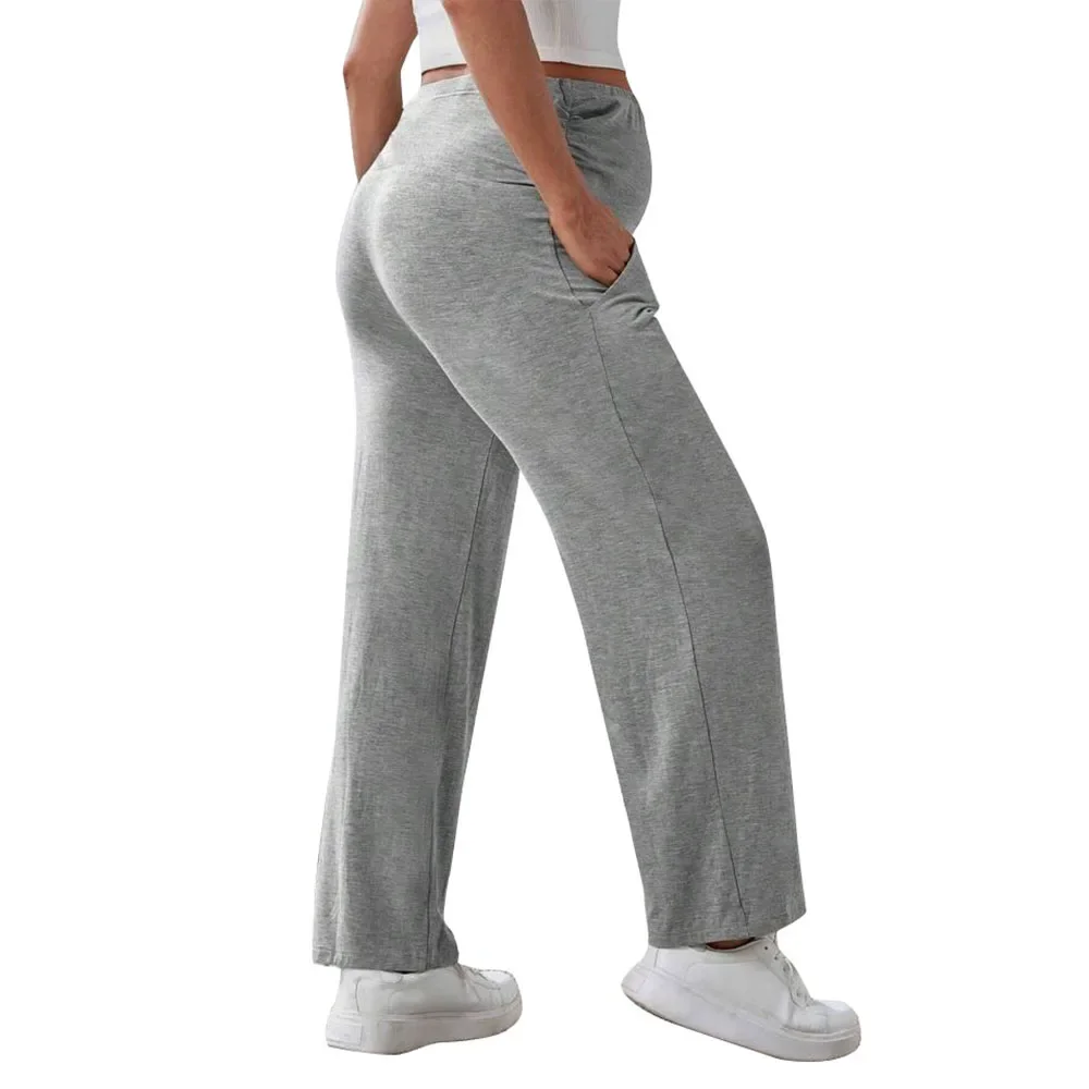 Pantaloni premaman da donna sopra la pancia Abito da yoga Pantaloni da lavoro per gravidanza Pantaloni elasticizzati a gamba larga con tasche 2025 Nuovo