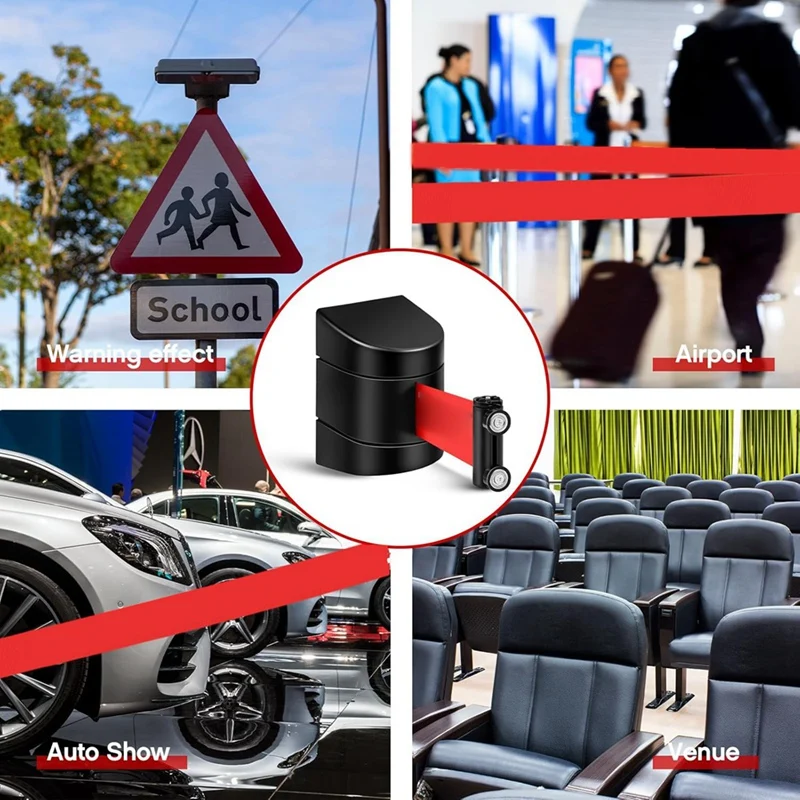 16.4 Ft Magnetic Retractable Wall Barrier Wall Mounted Crowd Control Barrier Safety Belt With ABS Case