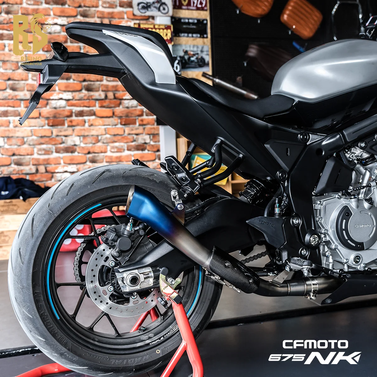 

Suitable for CFmoto 675SR/NK full section exhaust pipe straight through side exhaust 51/60MM caliber performance competition