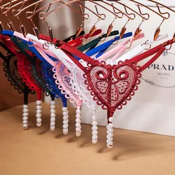 Women Panties Sexy Massage Pearls Lingerie Women Low Rise Nylon Female Underwear Secret G-string Heart Embroidery Women Thong